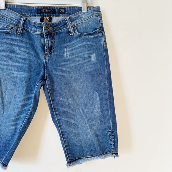 Ed Hardy Y2K Low Rise Tiger Embroidered Bermuda Jean Shorts 29 Rare - Picture 3 of 8